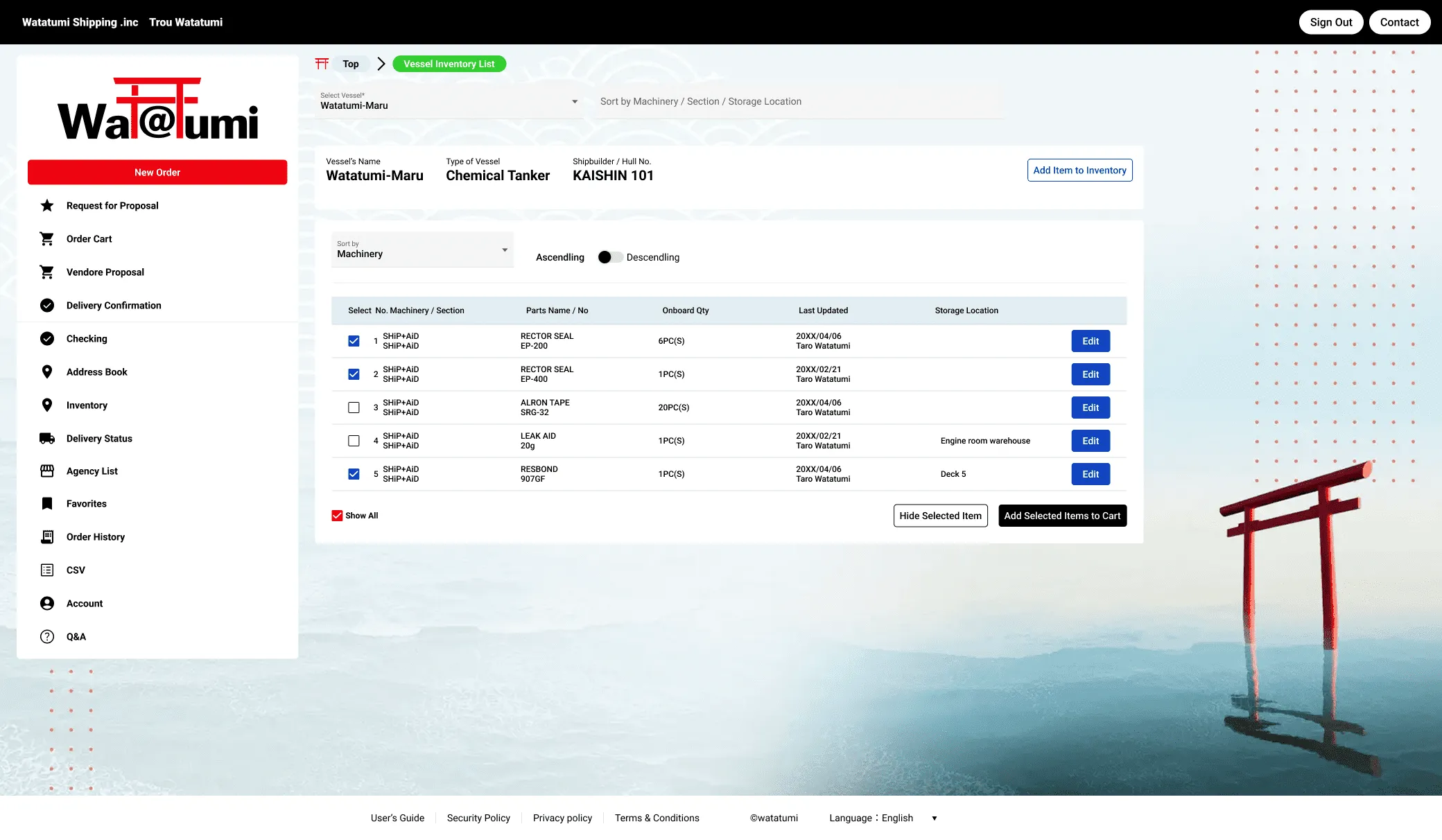 Manage your Watatsumi purchases