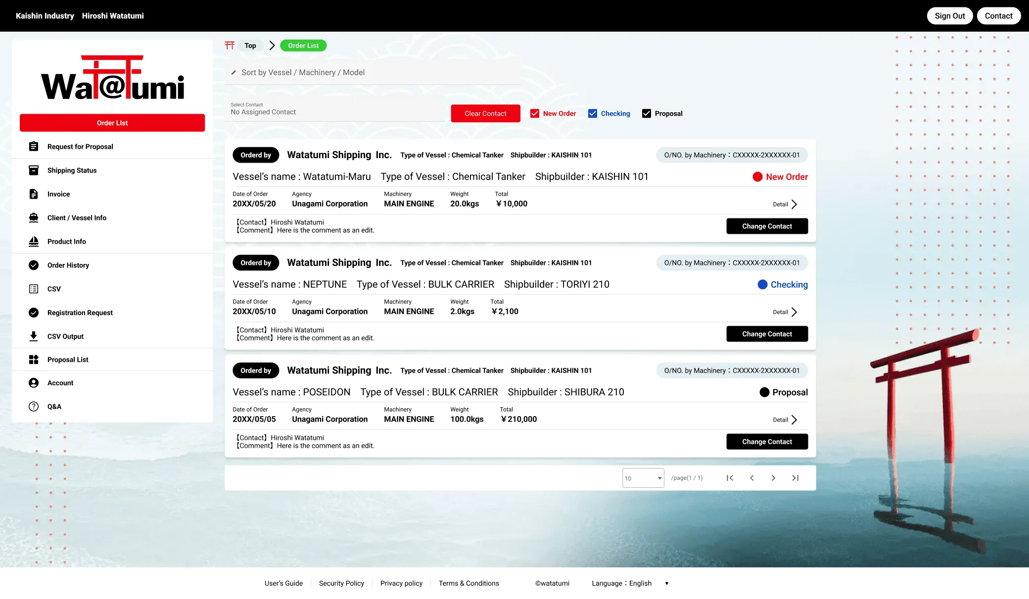 Separete and manage client orders by machinery.